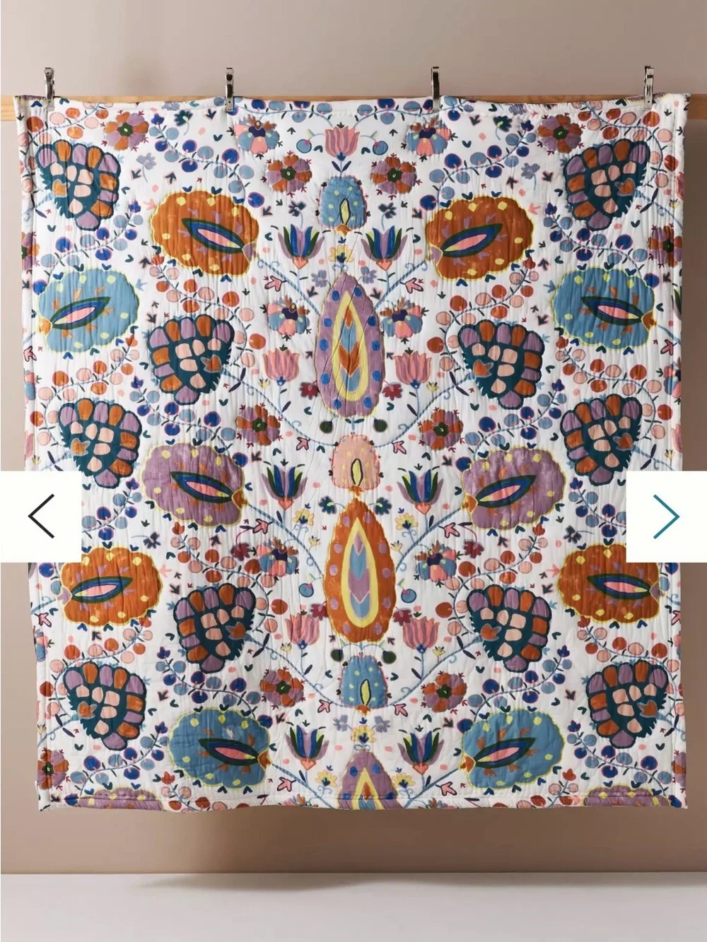 Anthropologie Floral Quilted King Comforter Set in Multi-Color with two shams